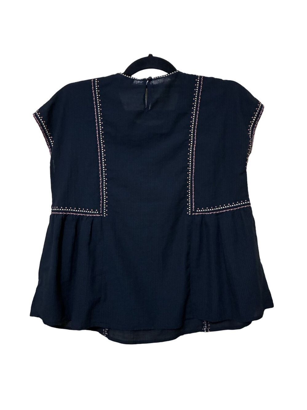 Madewell Sleeveless Boho Blouse Women’s XS Black Textured Top - Picture 2 of 8